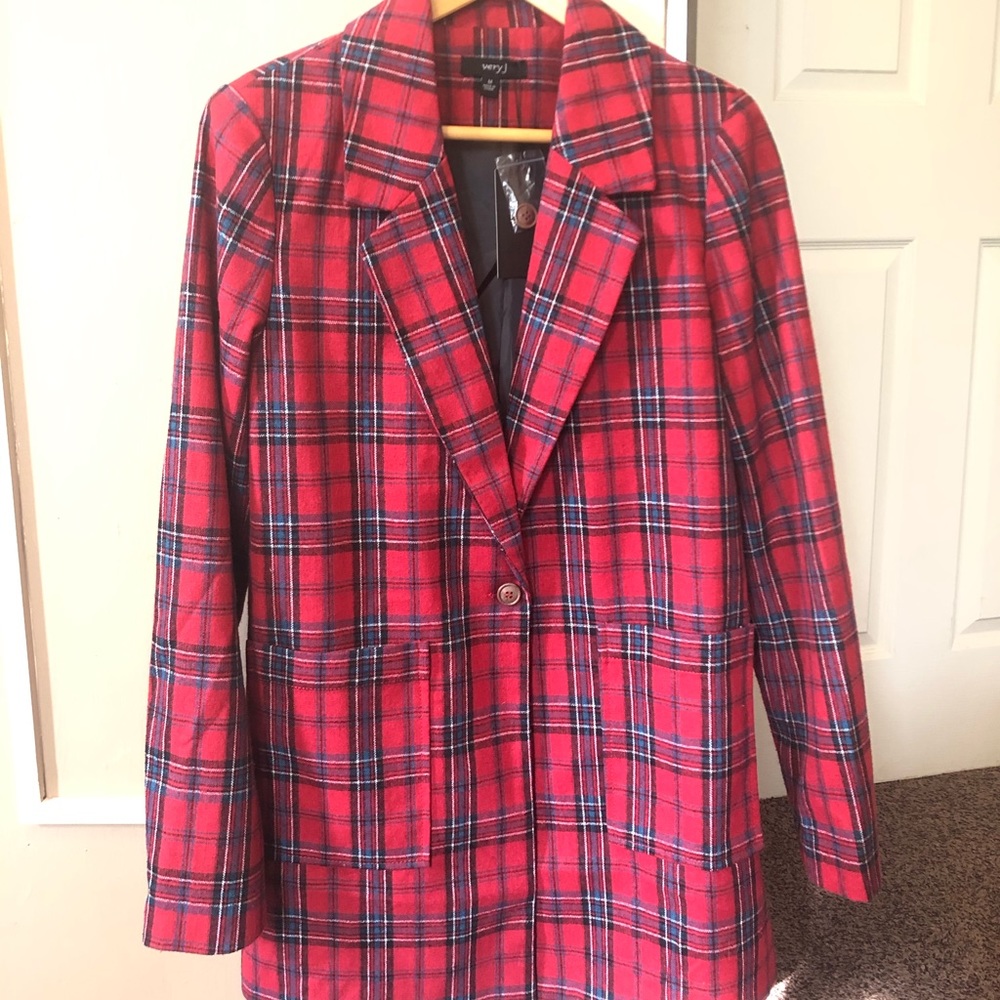 Brand new VeryJ red plaid blazer ❤️